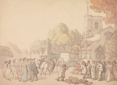 Dorfszene vor einer Kirche von Thomas Rowlandson